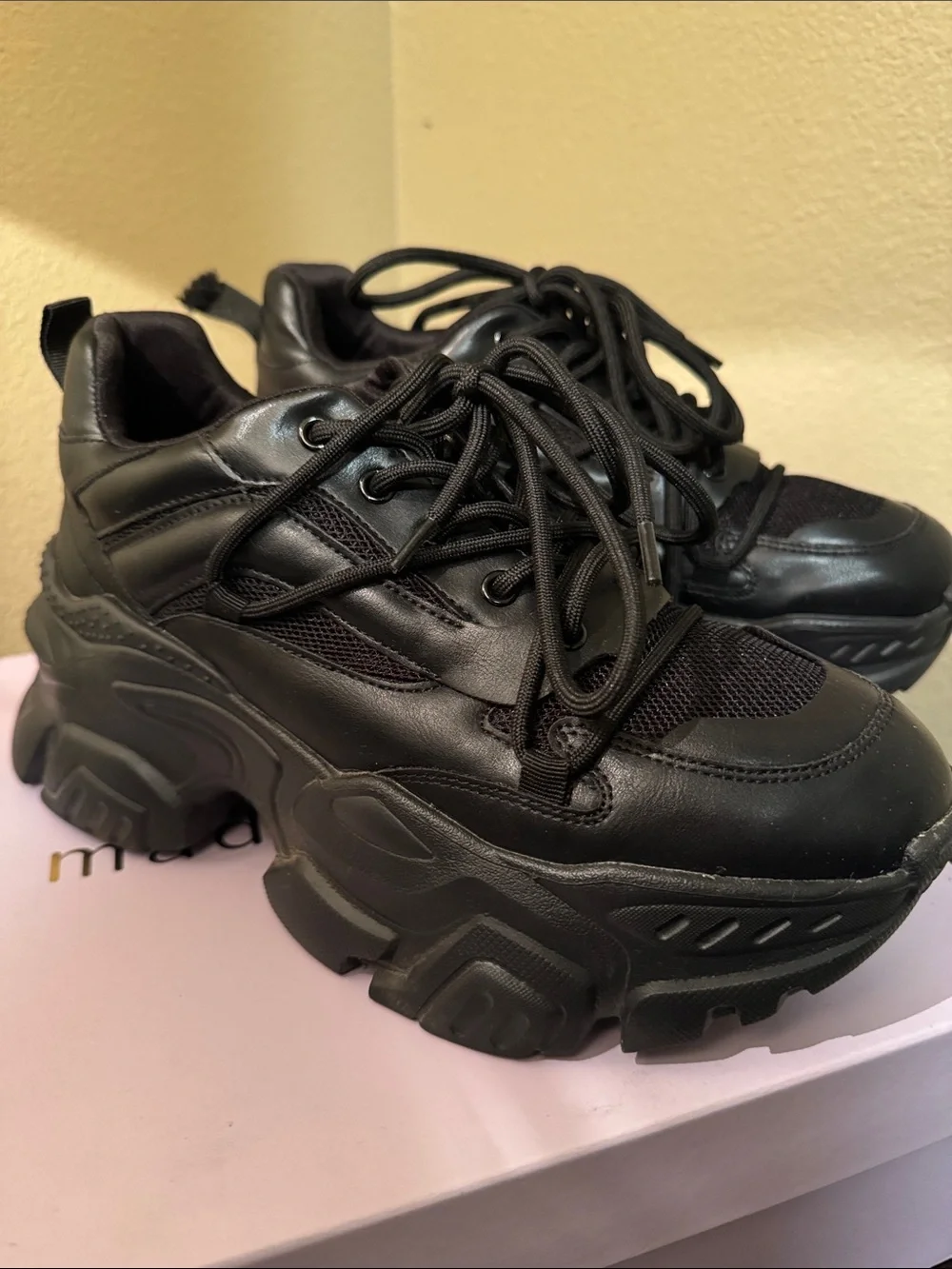 Madden Girl Black Platform Chunky Sneakers (See Imperfection)